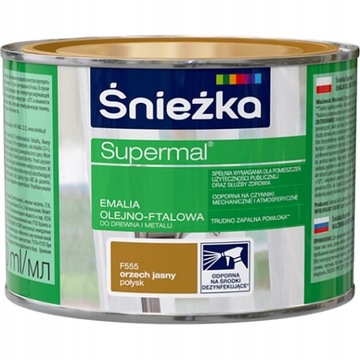 Śnieżka Supermal emalia olejno-ftalowa ORZECH JASNY F555 połysk 0,4L