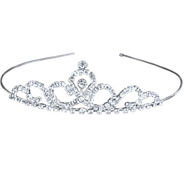 Korona SREBRNA Tiara Diadem Cyrkonie na Ślub 18stkę Panieński