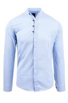 Koszula męska slim fit ze stójką niebieska - S