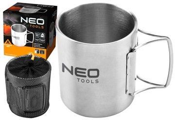 NEO KUBEK STALOWY TURYSTYCZNY UCHWYT 320ML GARNEK