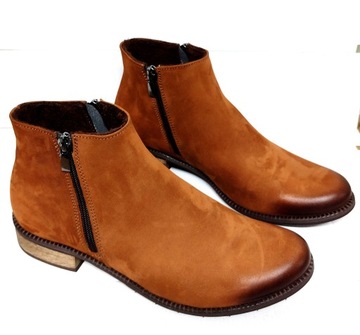 UNI-19 STYLOWE NISKIE BOTKI DWA ZAMKI SKÓRA NATURALNA PRODUKT POLSKI 41