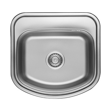 ZLEW STALOWY WPUSZCZANY 1-KOMOROWY 49x47 Z SYFONEM