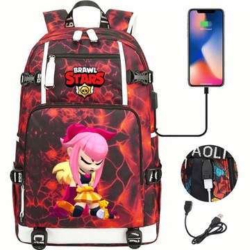 Plecak szkolny Brawl Stars Melodie z ładowaniem USB. Duża pojemność