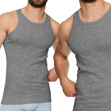 BEZRĘKAWNIK MĘSKI PODKOSZULEK na Ramiączkach Prążek Produkt Polski - XL