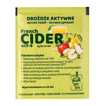 DROŻDŻE do CYDRU WINIARSKIE 8g na 25L FRENCH CIDER