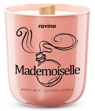 Świeca sojowa zapach MADEMOISELLE drewniany knot