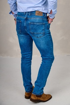 Męskie spodnie jeansowe klasyczne jeansy niebieskie slim 270 zwężane 36