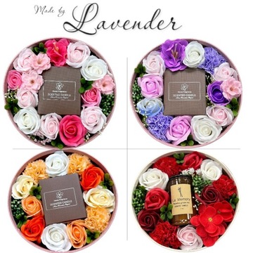 Мыло Flower Box цветы со СВЕЧОЙ в подарочной упаковке для учителя