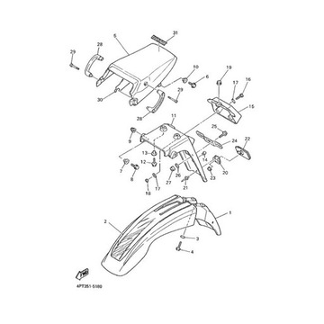 NAKLEJKA BŁOTNIK PRZEDNI YAMAHA XT600E 1996 4PT3 4PT2156920