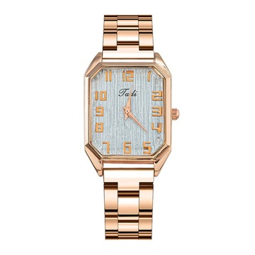 Women Watch Rectangle Dial Stainless Steel Strap Quartz