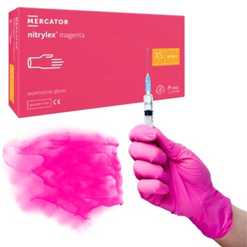 Rękawiczki MERCATOR medical NITRYLEX magenta NITRYLOWE AQL 1.5 r. XS