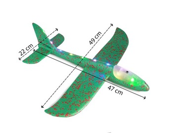 САМОЛЕТ ИЗ ПЕНОСТРОЕНИЯ 47 СМ МОДЕЛЬ САМОЛЕТА С СВЕТЯЩИМСЯ СВЕТОДИОДНЫМ ПЛАНЕРОМ