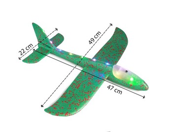 Самолет из пенопласта, 47 см, со светодиодной подсветкой.