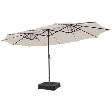 NAJWIĘKSZY PODWÓJNY PARASOL OGROD. Z 48 LEDAMI, 470 x 280cm MAX DUŻY XXXL
