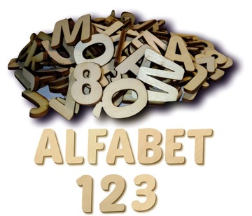 LITERY LITERKI ALFABET 118 SZTUK 2,5 CM drewniane