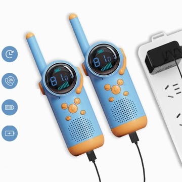 2X KRÓTKOFALÓWKA WALKIE TALKIE DUŻY ZASIĘG KRÓTKOFALÓWKI + LATARKA USB-C