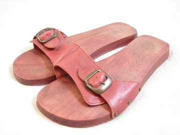 41 UK8 KLAPKI BUTY # ZARA # SKÓRA DREWNIAKI 457