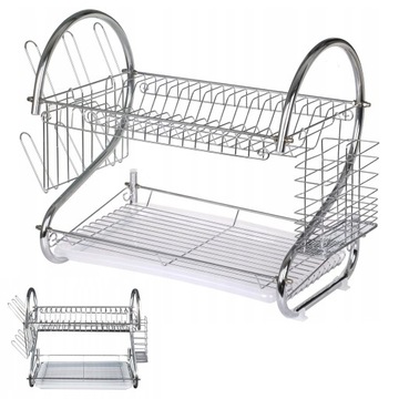 DUŻA DWUPOZIOMOWA SUSZARKA DO NACZYŃ CHROMOWANA