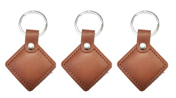 3x Brelok Pastylka RFID 125kHz skóra brąz kwadrat