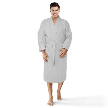 Szlafrok gofrowany szary S/M bawełniany Kimono Gofer