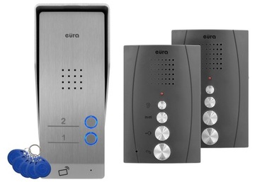 DOMOFON dwurodzinny głośnomówiący RFID grafit EURA