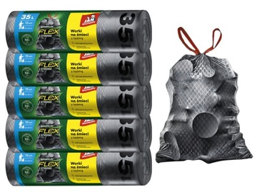 WORKI NA ŚMIECI 35L JAN NIEZBĘDNY MAGNUM FLEX & STRONG 5X15 SZTUK Z TAŚMĄ