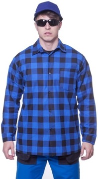 Koszula Flanelowa w Kratkę Niebiesko-Czarna 100% Bawełna XXXL