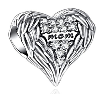 MD charms serce skrzydła MOM MUM MAMA MOTHER S925