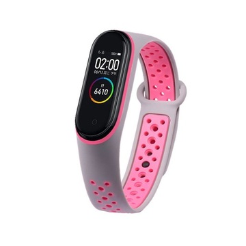 Pasek Opaska do Xiaomi Zamienna do Mi Band 3/4 PERFOROWANA SZARO-RÓŻOWA