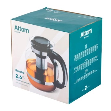 Большой стеклянный чайник объемом 2,6 литра с ситечком Altom Design