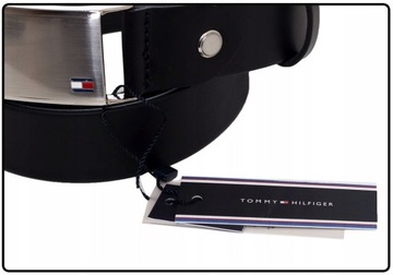 TOMMY HILFIGER PASEK DO SPODNI PLAQUE BELT ADJ 3,5 CM CZARNY r.115