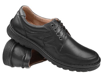 Półbuty ŁUKBUT 853 r.49 Czarne H SKÓRA Buty XXL PL