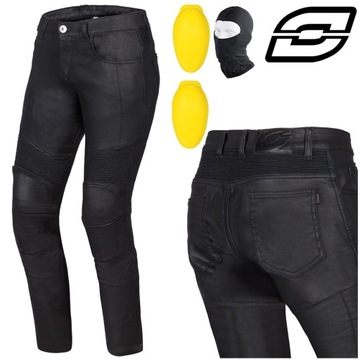 SPODNIE MOTOCYKLOWE | OZONE ROXY BLACK | DAMSKIE JEANSY SLIM FIT + GRATIS
