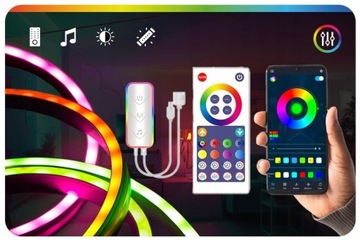 СВЕТОДИОДНАЯ ЛЕНТА 10М (1x10) NEON 5050 RGBIC ПРИЛОЖЕНИЕ BLUETOOTH ДИСТАНЦИОННОЕ РАДУГА 24В