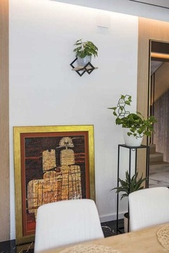 МЕТАЛЛИЧЕСКАЯ НАСТЕННАЯ ПОЛКА ПОДВЕСНАЯ ПОДСТАВКА ДЛЯ ЦВЕТОВ ДЛЯ ОДНОГО РАСТЕНИЯ - ЧЕРНЫЙ/ДУБ КРАФТ