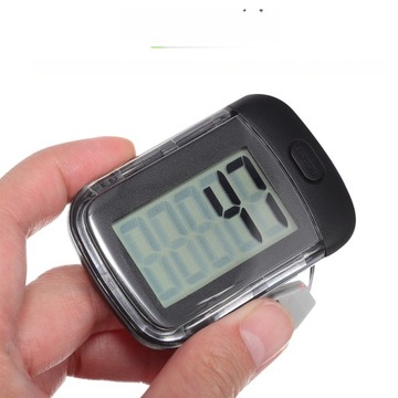 ШАГОМЕТР СЧЕТЧИК ШАГОВ С ЗАЖИМОМ И ПОВОДКОМ, ЧЕРНЫЙ