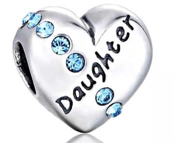 MD charms zawieszka blue serce daugther córka S925