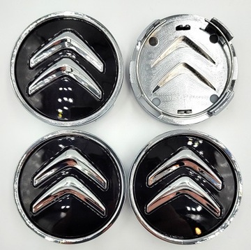 КРЫШКИ, НАКЛАДКИ, КОЛПАКИ CITROEN 60MM, комплект из 4 шт., ЧЕРНЫЕ