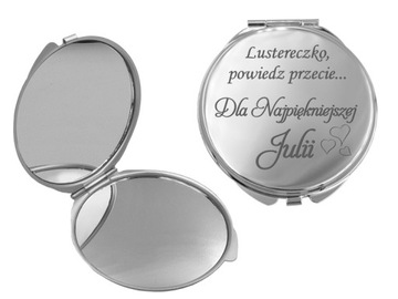 Карманное удобное зеркало для макияжа с ГРАВИРОВКОЙ, подарок для нее.