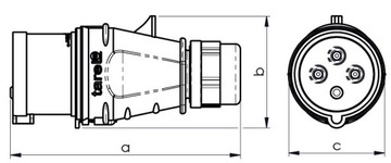 Портативная силовая изоляционная вилка 16А 400В 3P+Z 104