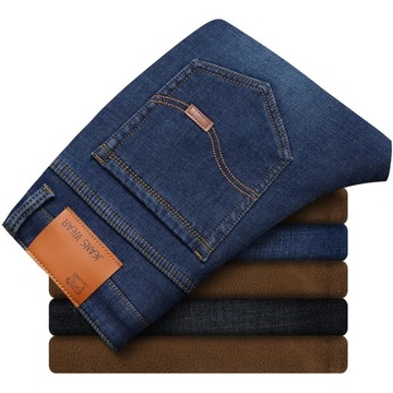 Men Winter Fleece Warm Jeans Brand 2023 Fashion Bu