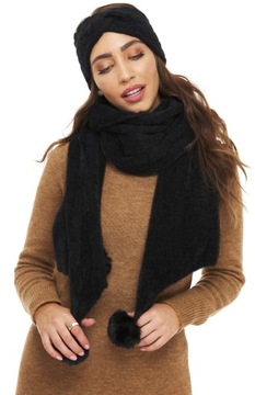 ПОВЯЗКА НА ГОЛОВУ ЖЕНСКАЯ, ПЛЕТЕНИЕ, теплая ТРИКОТАЖНАЯ, черная