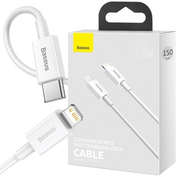 КАБЕЛЬ BASEUS для IPHONE 14 13 12 PRO XS USB-C — POWERFUL LIGHTNING PD 20 Вт 1,5 м