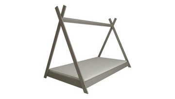 ŁÓŻKO DZIECIĘCE TIPI SZARE 80X180 + STELAŻ DREWNIANY
