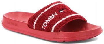 Kapcie domowe klapki TOMMY JEANS unisex czerwone