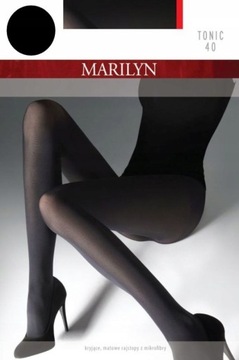 Rajstopy Kryjące Matowe Elastyczne Gładkie Marilyn Tonic 40DEN Czarne 6-XXL