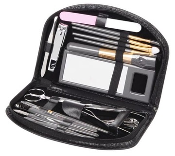 Zestaw Do Manicure Pedicure Czarny 18 Elementów w ETUI