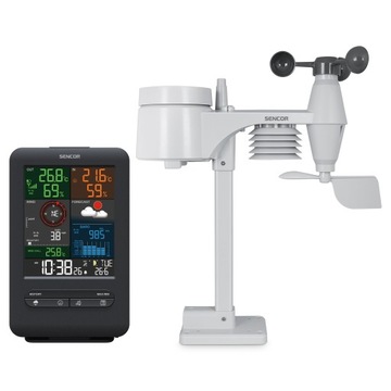 Stacja pogody meteo Sencor SWS 9300 5w1 pomiar wiatru temp wyświetlacz 5,4'