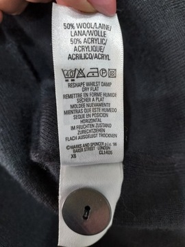 M&S WOOLMARK długi wełniany sweter blezer 42