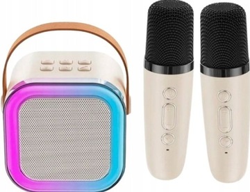 НАБОР КАРАОКЕ ПОРТАТИВНЫЙ ДИНАМИК + 2 МИКРОФОНА СВЕТЯЩИЕСЯ ЗВУКОВЫЕ ЭФФЕКТЫ USB